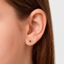 Boucles D'oreilles Puces Or Jaune Syringa Smalto
