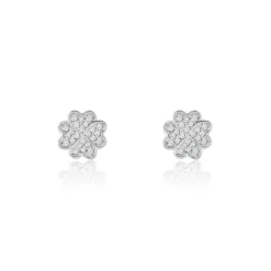 Boucles D'oreilles Puces Ottilie Argent Blanc Oxyde De Zirconium