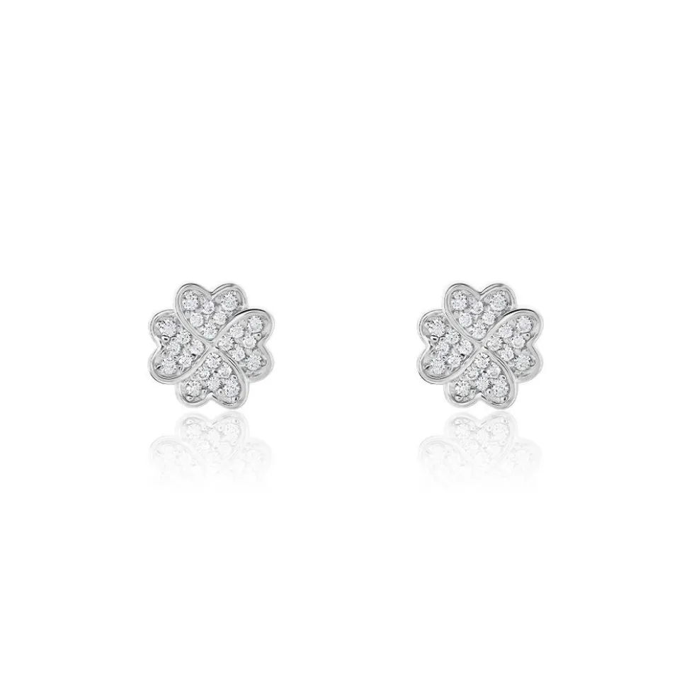 Boucles D'oreilles Puces Ottilie Argent Blanc Oxyde De Zirconium