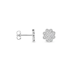 Boucles D'oreilles Puces Ottilie Argent Blanc Oxyde De Zirconium