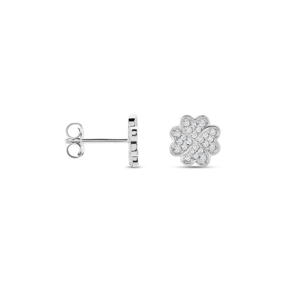 Boucles D'oreilles Puces Ottilie Argent Blanc Oxyde De Zirconium