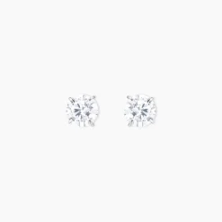 Boucles D'oreilles Puces Or Blanc Katherina Oxyde De Zirconium