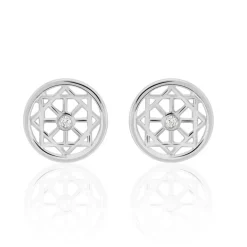 Boucles D'oreilles Puces Peinda Argent Blanc Oxyde De Zirconium
