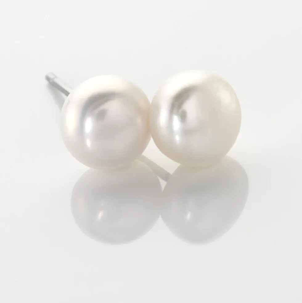 Boucles D'oreilles Puces Pascaloun Argent Perle De Culture