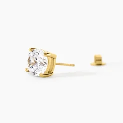 Boucles D'oreilles Puces Phebus Him Acier Doré Oxyde De Zirconium