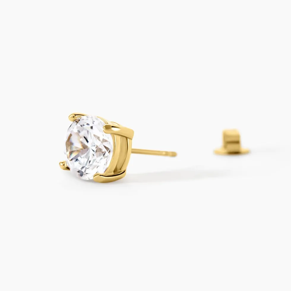 Boucles D'oreilles Puces Phebus Him Acier Doré Oxyde De Zirconium