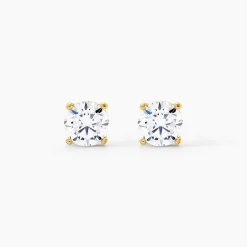 Boucles D'oreilles Puces Phebus Him Acier Doré Oxyde De Zirconium
