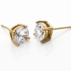 Boucles D'oreilles Puces Phebus Him Acier Doré Oxyde De Zirconium