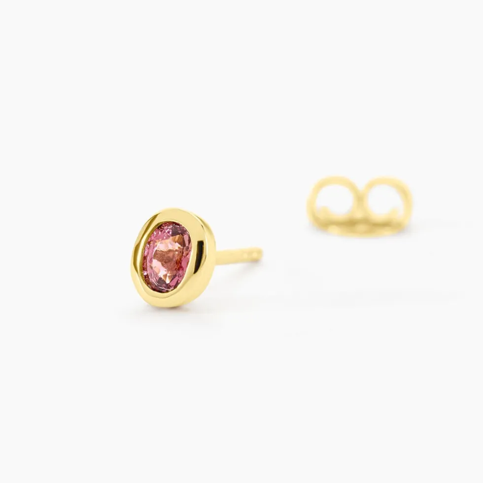 Boucles D'Oreilles Puces Poem Argent Jaune Tourmaline