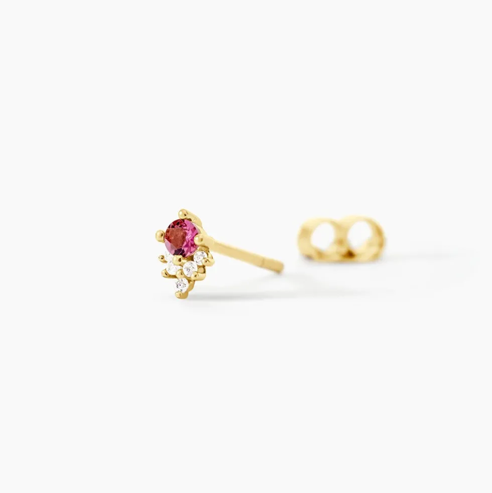 Boucles D'Oreilles Puces Poem Argent Jaune Tourmaline Oxyde De Zirconium