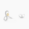 Boucles D'oreilles Puces Phedra Or Jaune Argent Blanc
