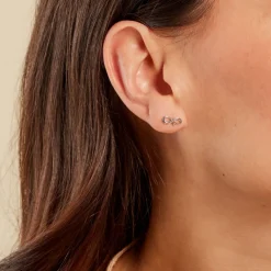 Boucles D'oreilles Puces Phedra Or Jaune Argent Blanc