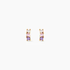 Boucles D'oreilles Puces Plaqué Or Jaune Alodia Oxydes De Zirconium