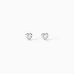 Boucles D'Oreilles Puces Querida Argent Blanc Oxyde De Zirconium