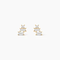 Boucles D'oreilles Puces Regana Or Jaune Oxyde De Zirconium