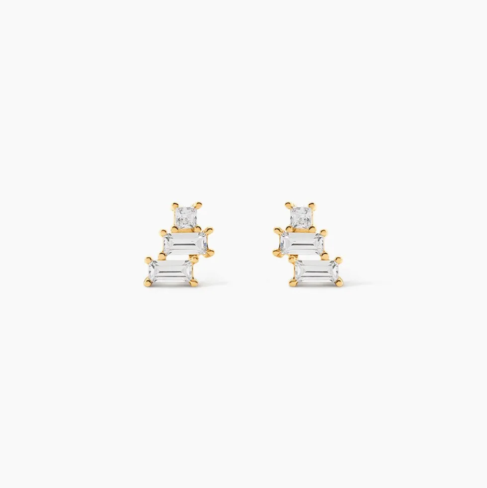 Boucles D'oreilles Puces Regana Or Jaune Oxyde De Zirconium