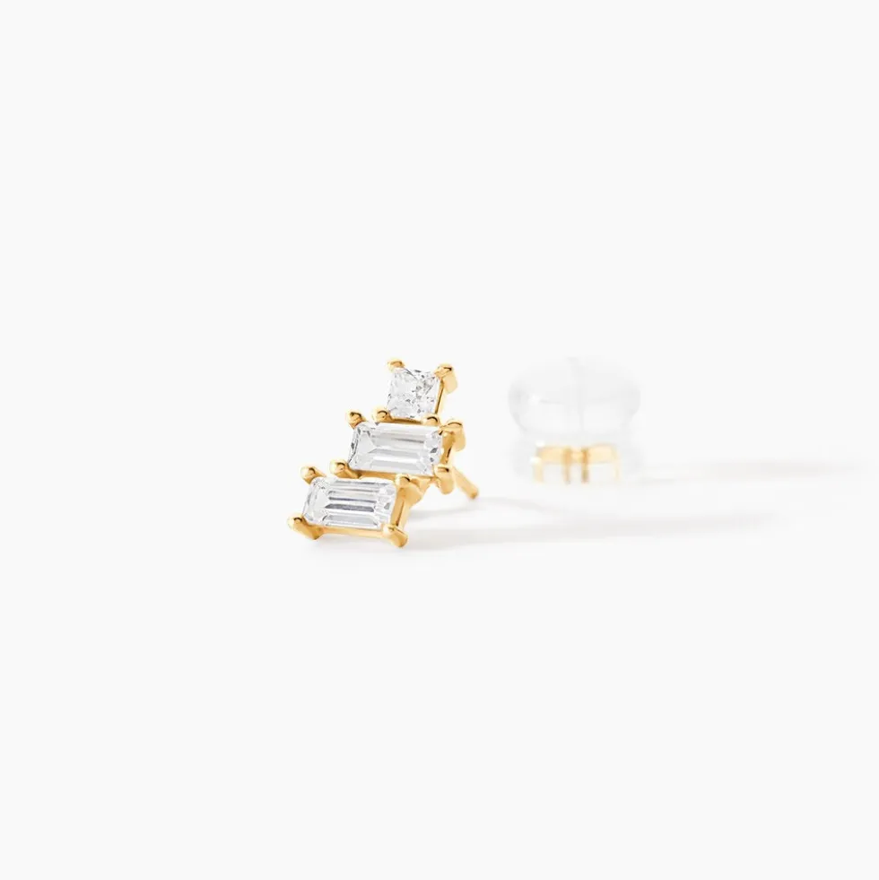 Boucles D'oreilles Puces Regana Or Jaune Oxyde De Zirconium