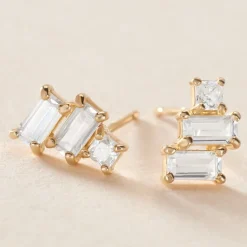 Boucles D'oreilles Puces Regana Or Jaune Oxyde De Zirconium