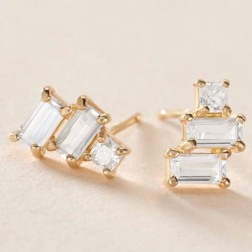 Boucles D'oreilles Puces Regana Or Jaune Oxyde De Zirconium