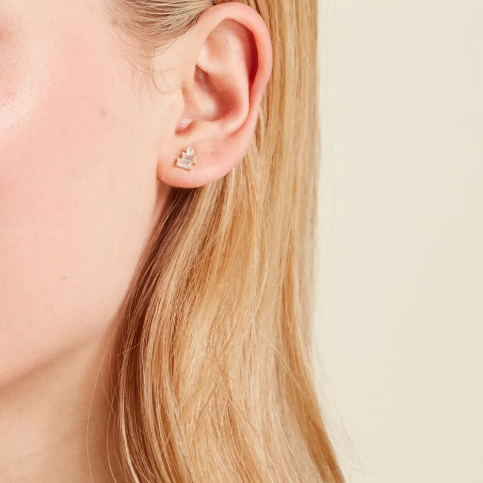 Boucles D'oreilles Puces Regana Or Jaune Oxyde De Zirconium