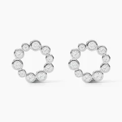 Boucles D'oreilles Puces Ryo Argent Blanc Oxyde De Zirconium