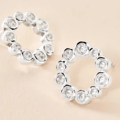 Boucles D'oreilles Puces Ryo Argent Blanc Oxyde De Zirconium