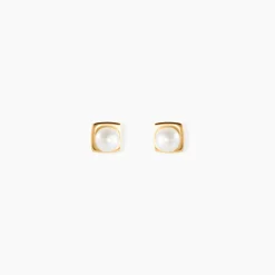 Boucles D'oreilles Puces Rhadia Or Jaune Perle De Culture