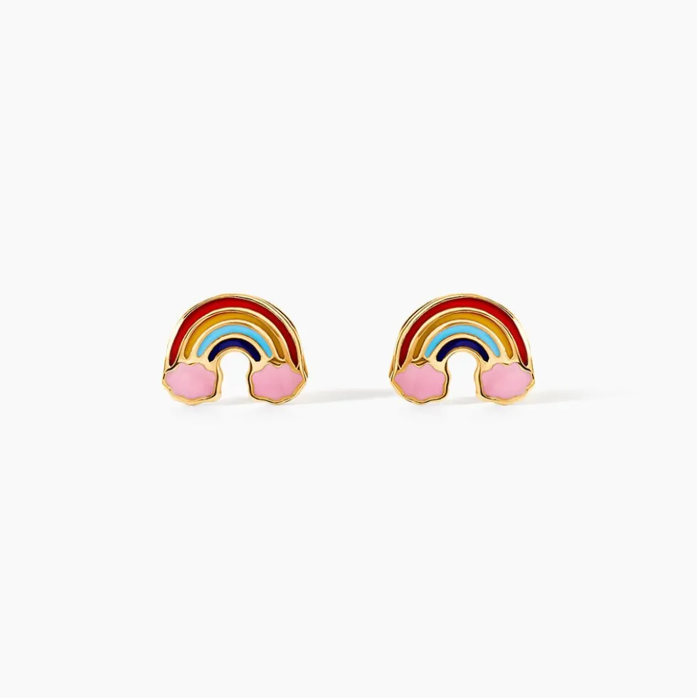 Boucles D'oreilles Puces Raine Or Jaune
