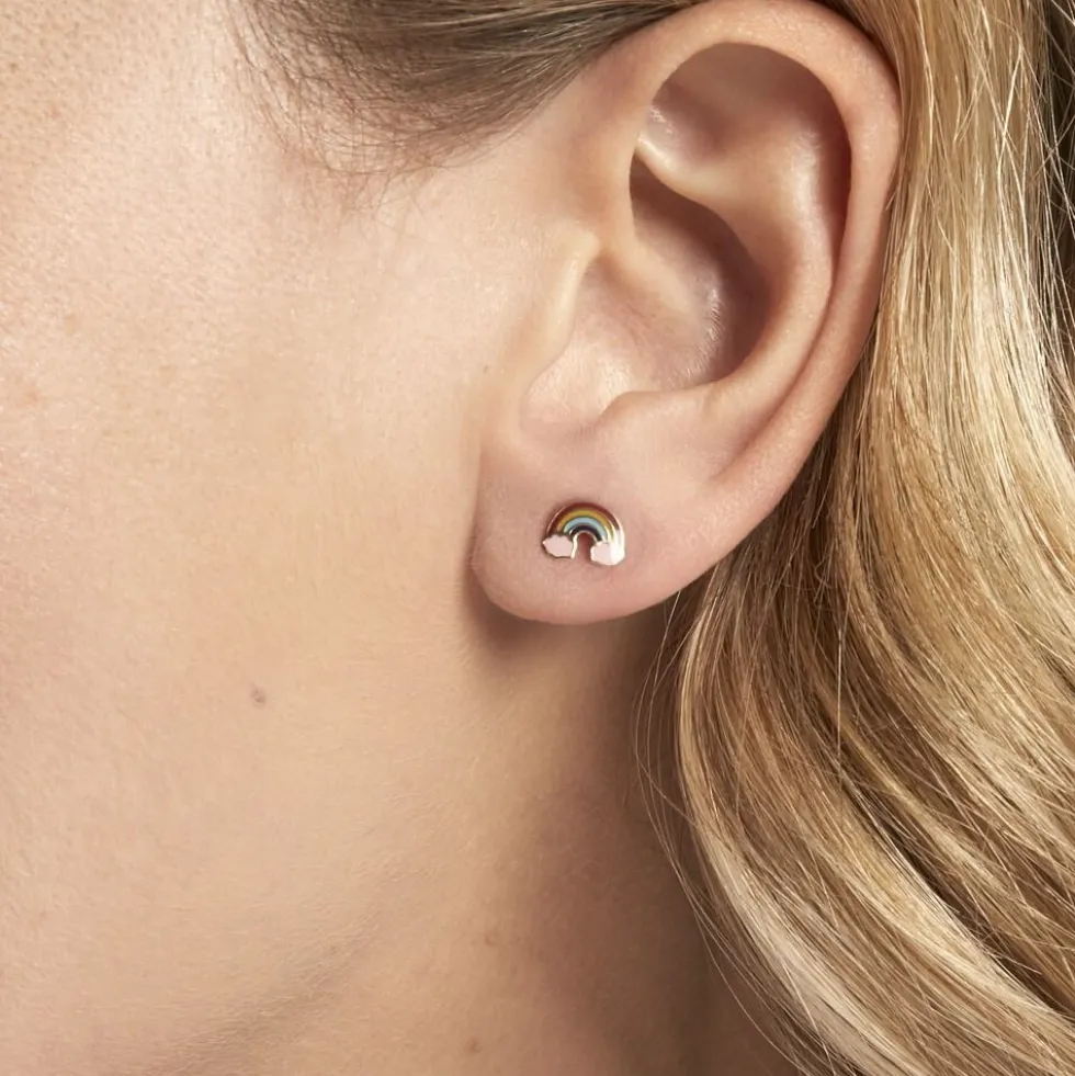 Boucles D'oreilles Puces Raine Or Jaune
