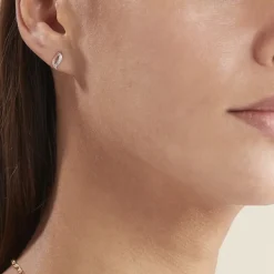 Boucles D'oreilles Puces Smeralda Or Rose Diamant