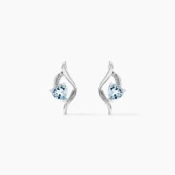 Boucles D'oreilles Puces Silucia Or Blanc Topaze Oxyde De Zirconium