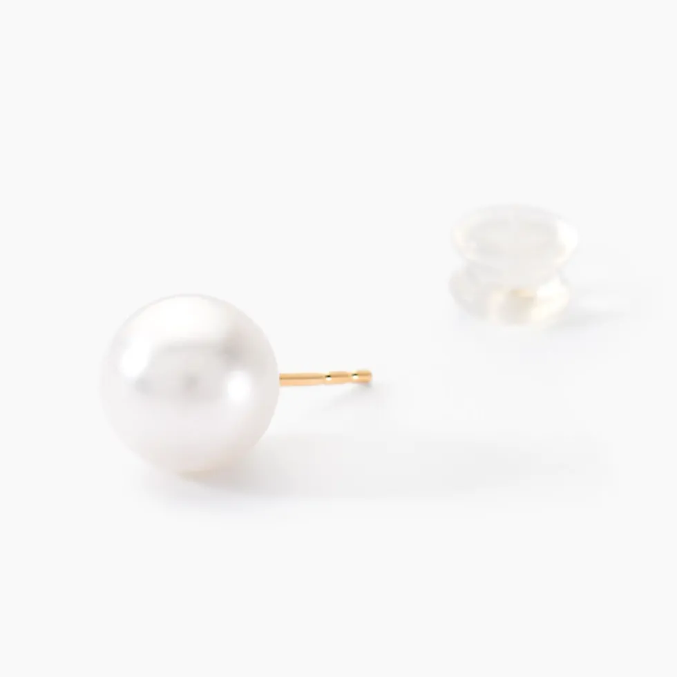 Boucles D'oreilles Puces Suki Or Jaune Perle De Culture
