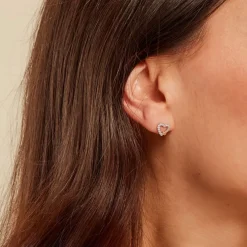 Boucles D'oreilles Puces Sorya Or Jaune Argent Blanc