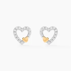 Boucles D'oreilles Puces Sorya Or Jaune Argent Blanc