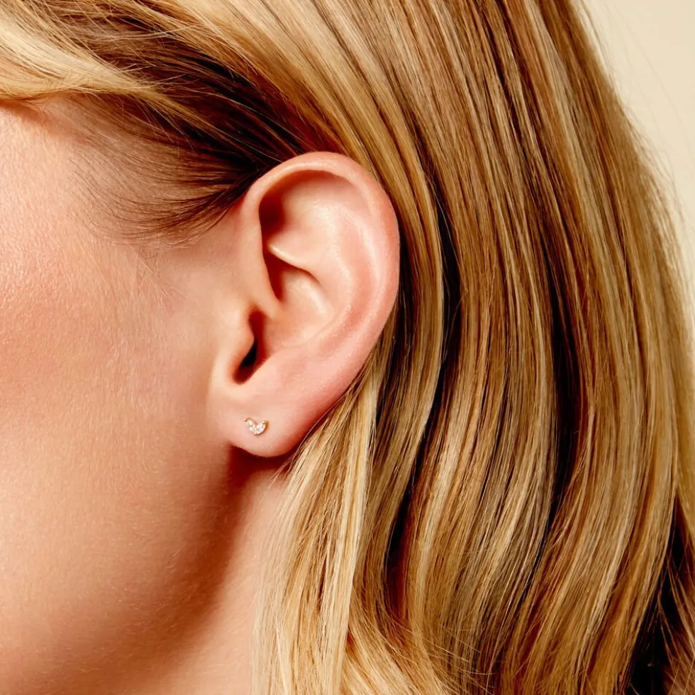 Boucles D'Oreilles Puces Solvej Or Jaune Oxyde De Zirconium