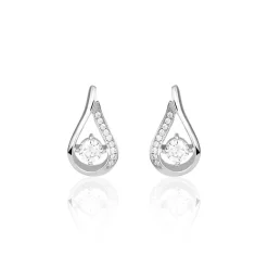 Boucles D'oreilles Puces Serena Argent Blanc Oxyde De Zirconium