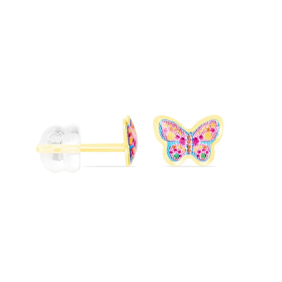 Boucles D'oreilles Puces Sulivia Papillon Or Jaune