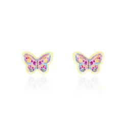Boucles D'oreilles Puces Sulivia Papillon Or Jaune