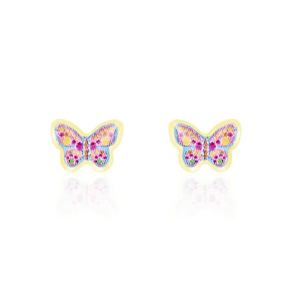Boucles D'oreilles Puces Sulivia Papillon Or Jaune