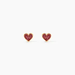 Boucles D'oreilles Puces Soraya Coeur Or Jaune