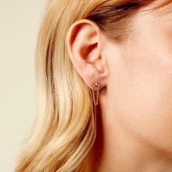 Boucles D'Oreilles Puces Sheima Acier Jaune Cristal