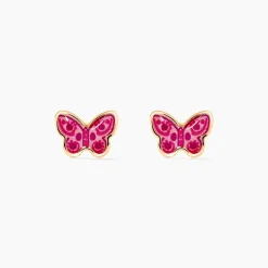 Boucles D'oreilles Puces Sulivia Papillon Or Jaune