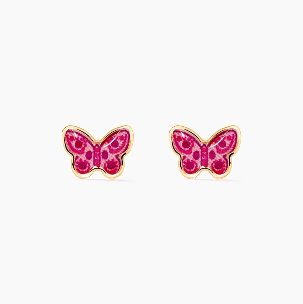 Boucles D'oreilles Puces Sulivia Papillon Or Jaune
