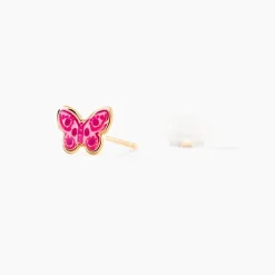 Boucles D'oreilles Puces Sulivia Papillon Or Jaune
