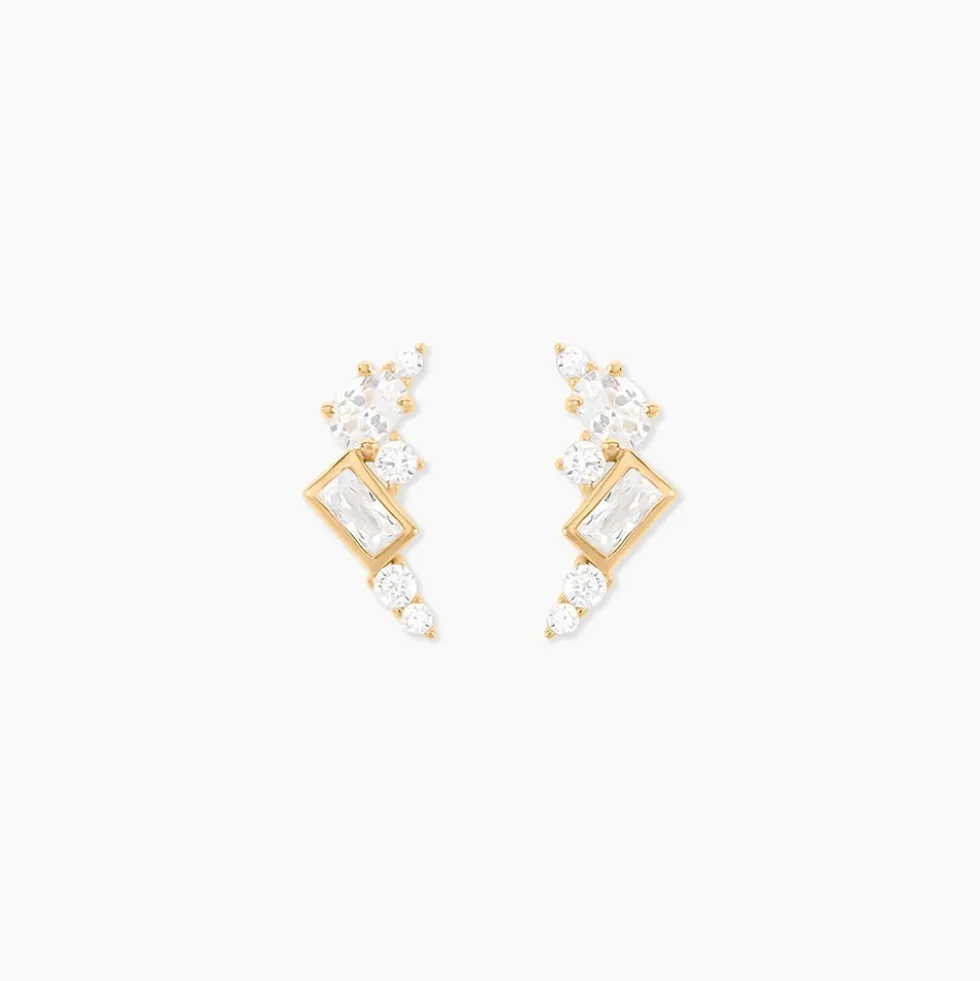 Boucles D'Oreilles Puces Sya Plaqué Or Jaune Oxyde De Zirconium