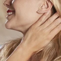 Boucles D'oreilles Puces Tahyssae Or Jaune Perle De Culture Et Oxyde