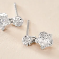 Boucles D'oreilles Puces Tibby Argent Blanc Oxyde De Zirconium