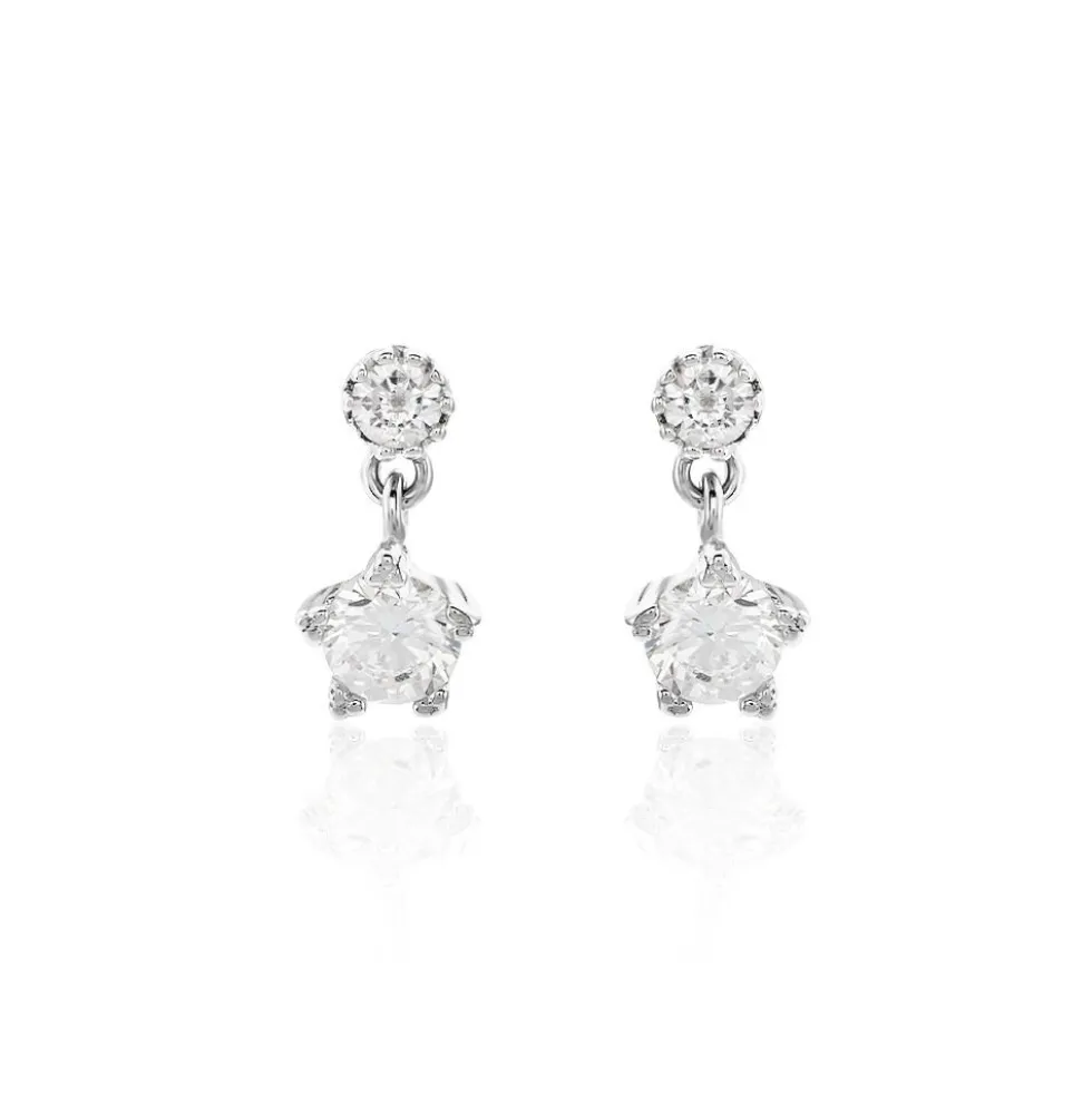 Boucles D'oreilles Puces Tibby Argent Blanc Oxyde De Zirconium