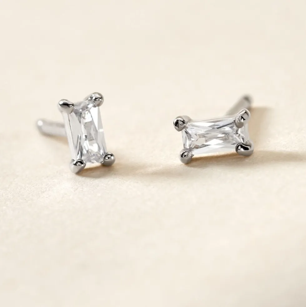 Boucles D'oreilles Puces Udia Argent Blanc Oxyde De Zirconium