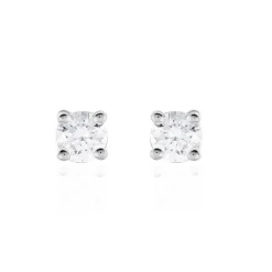 Boucles D'oreilles Puces Victoria Or Blanc Diamant